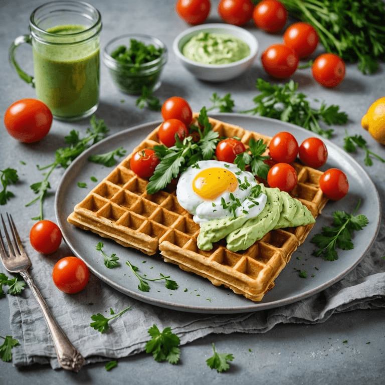 Savory Herb Waffles with Avocado Cream