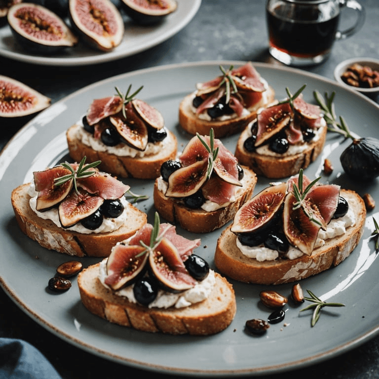 Breakfast Bruschetta with Prosciutto and Fig