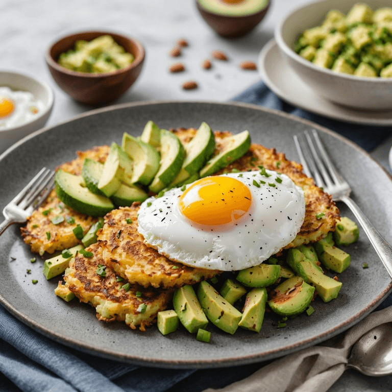 Keto Cauliflower Hash Browns with Poached Eggs