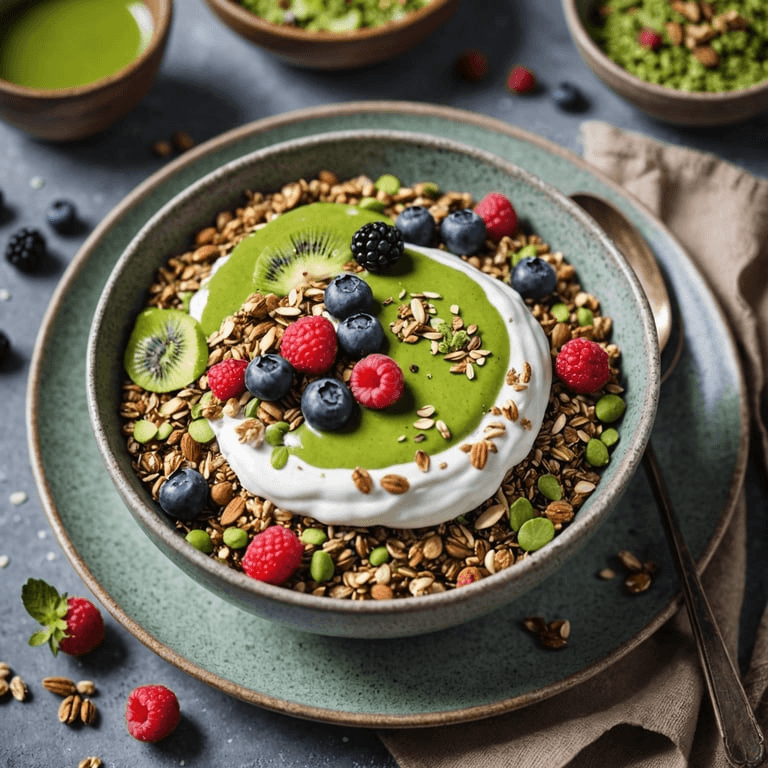 Crunchy Buckwheat Granola with Matcha Yogurt