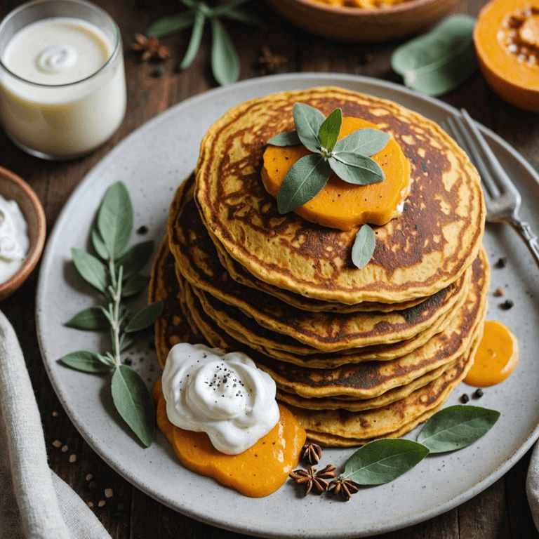 Savory Butternut Squash Pancakes with Sage Cream