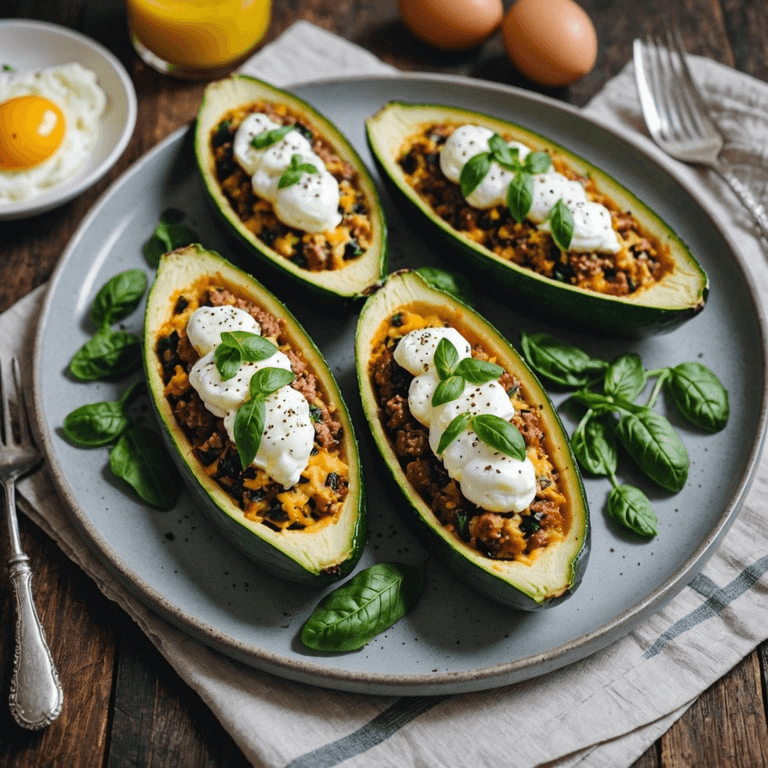 Keto Breakfast Stuffed Zucchini Boats