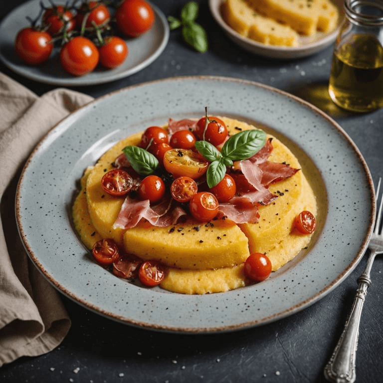 Breakfast Polenta with Prosciutto and Roasted Tomatoes