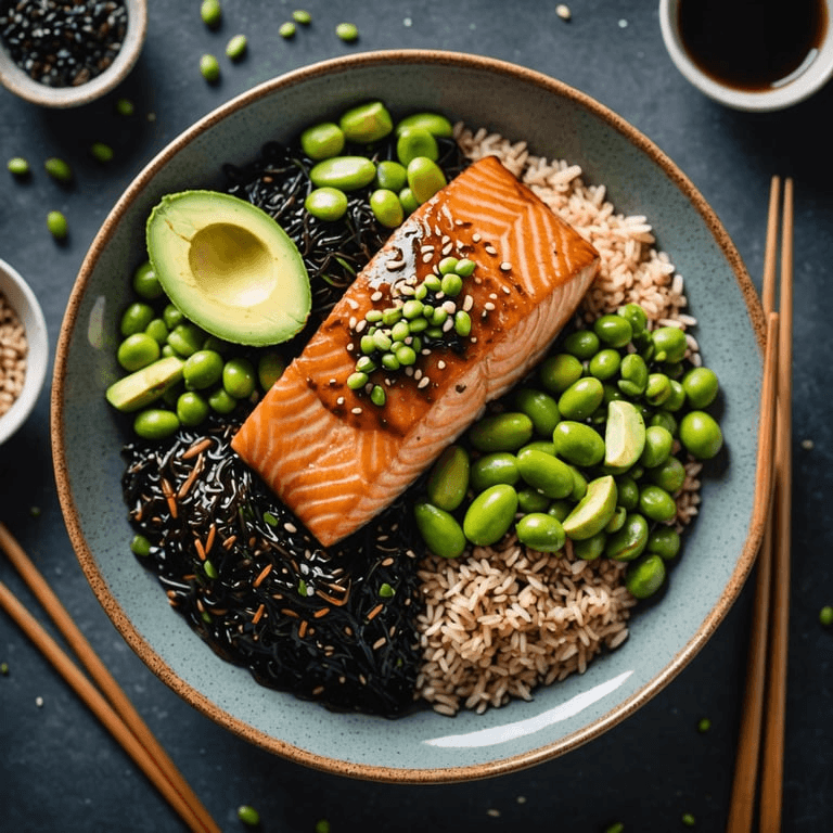 Teriyaki Glazed Salmon Breakfast Bowl calories and nutrition facts